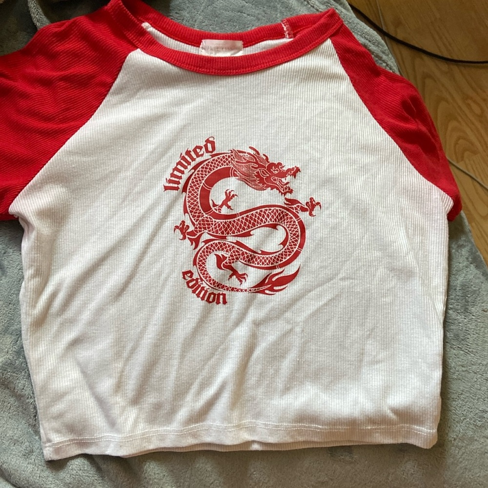 red and white crop top says “limited edition”